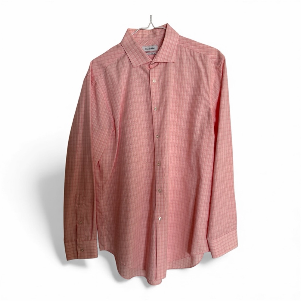 Calvin Klein Slim Fit Long Sleeve Dress Shirt Pink (16 - 32/33)